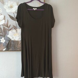 Olive Green Short Sleeve Dress